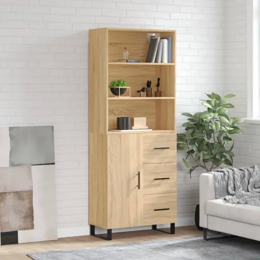 Aparador Alto Madera Contrachapada Color Roble 69,5x34x180 cm