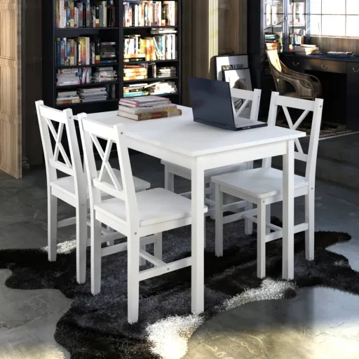 Juego de Muebles de Comedor 5 Piezas Blanco