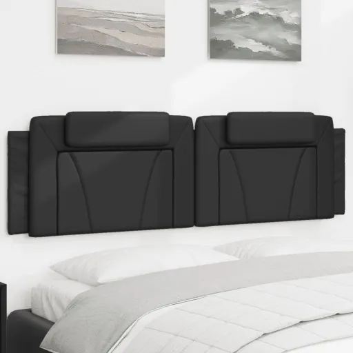 Cabecero de Cama Acolchado Viana Cuero Sintético Negro 183 cm