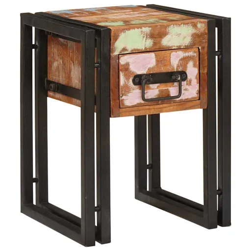 Mesa Auxiliar 30 x 30 x 40 cm Madera Sólida Recuperada