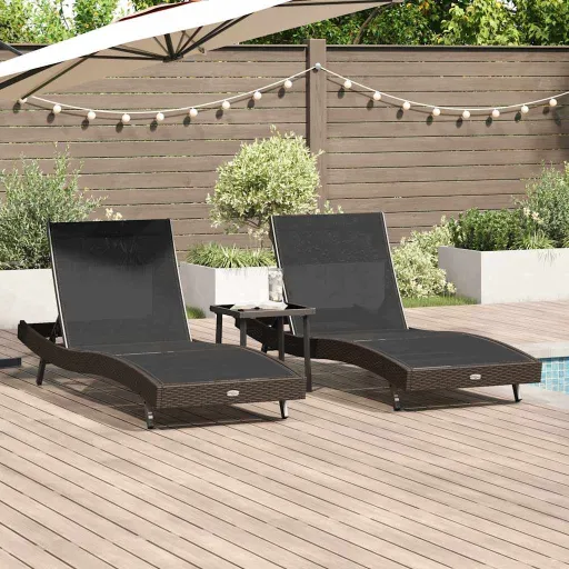 Tumbona   Marrón 197 x 70 x 82 cm Ratán Sintético (3 pcs)