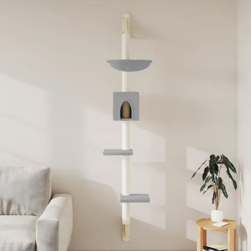 Árbol Rascador Para Gatos de Pared Gris Claro 187 cm