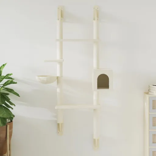 Árbol Rascador Para Gatos de Pared Crema 180 cm