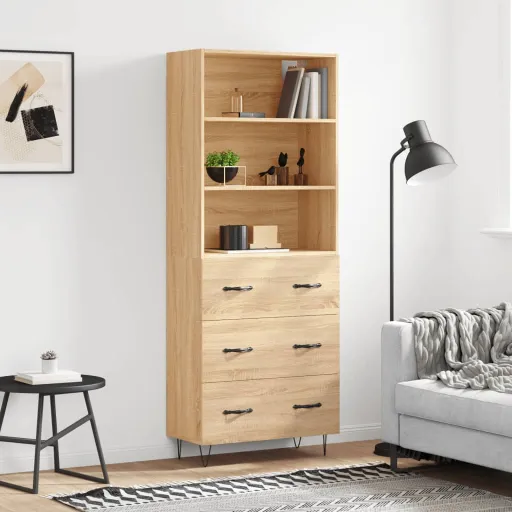Aparador Alto Madera Contrachapada Color Roble 69,5x34x180 cm