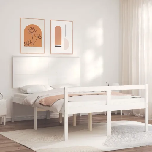 Cama Para Personas Mayores Con Cabecero Madera Maciza Blanco