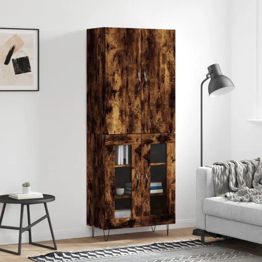 Aparador Alto Madera Contrachapada Roble Ahumado 69,5x34x180 cm