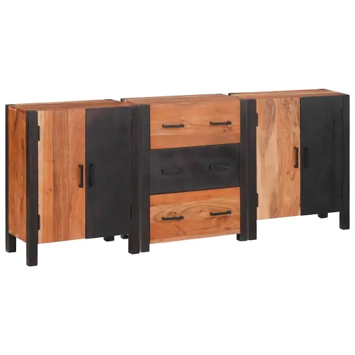Aparador   Marrón 55 x 30 x 75 cm Madera de Acacia Sólida (3 pcs)