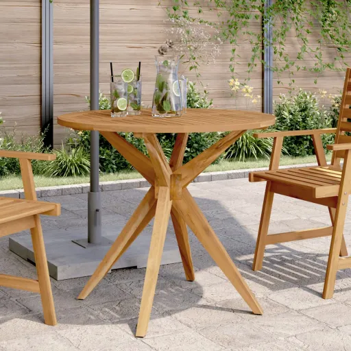 Mesa de Jardín Redonda Madera Maciza de Acacia Ø85x75 cm