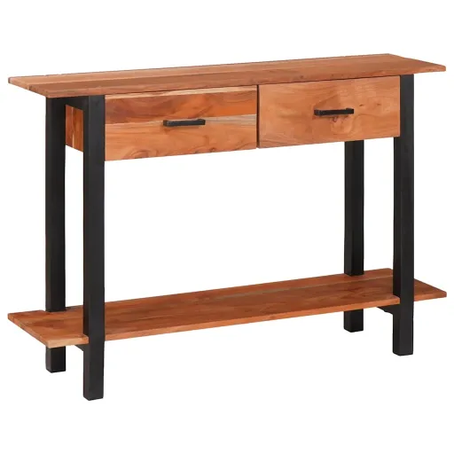 Mesa Consola Con Cajón Marrón y Negro 110 x 30 x 75 cm