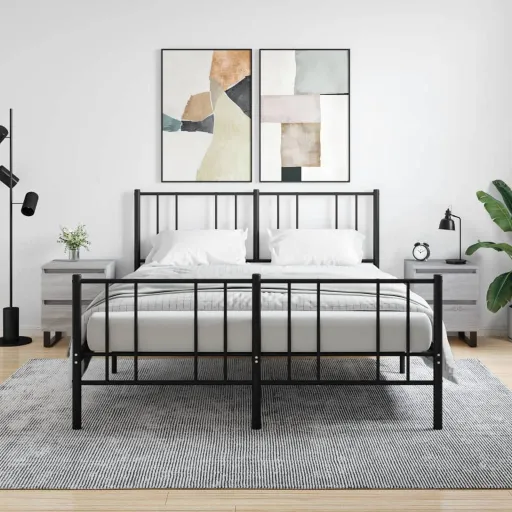 Mesita de Noche 2 Uds Madera Ingeniería Gris Sonoma 40x35x50 cm