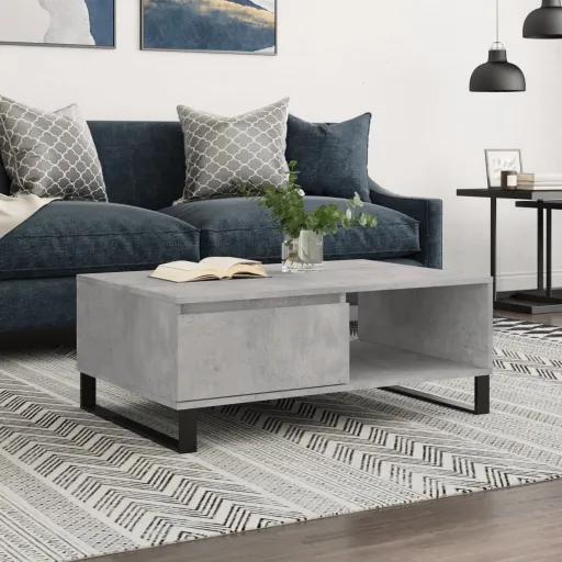 Mesa de Centro Madera de Ingeniería Gris Hormigón 90x60x35 cm