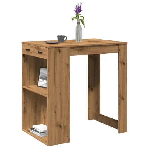 Mesa Alta Bar Madera Ingeniería Roble Artisian 102x70x103,5 cm