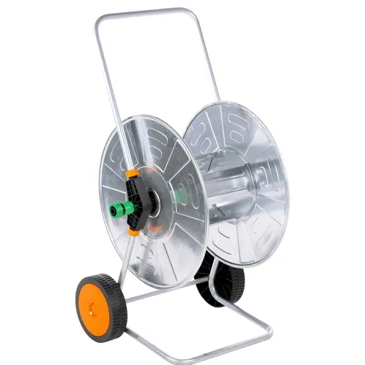 Carrete de Rollo Para Manguera 110 m 1/2" o 80 m 3/4" Acero
