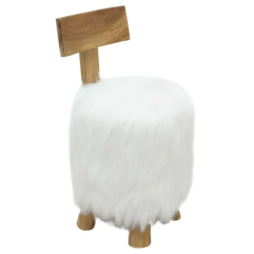 Taburete de Madera Maciza de Teca Blanco