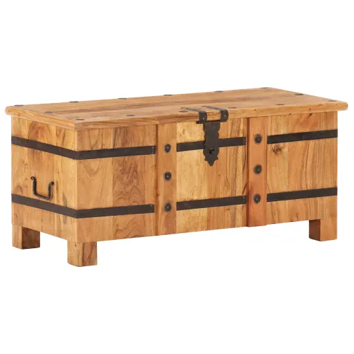 Baúl de Madera Maciza de Acacia 90x40x40 cm