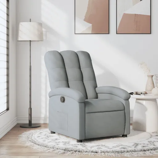 Sillón Reclinable de Tela Gris Claro