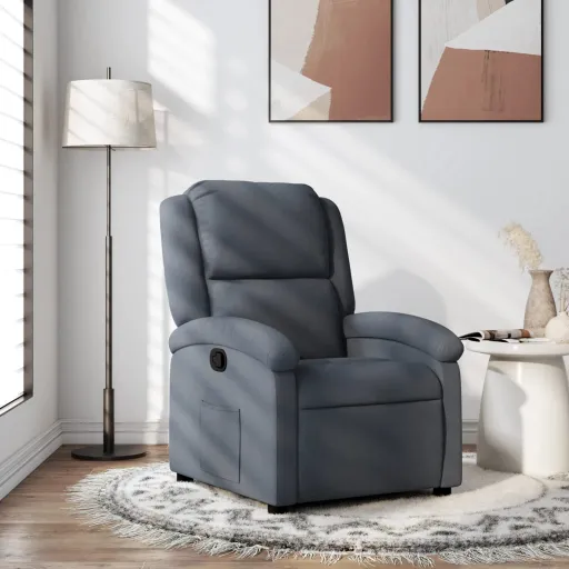 Sillón Reclinable de Terciopelo Gris Oscuro