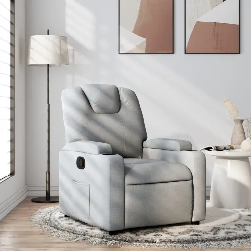 Sillón Reclinable de Tela Gris Claro