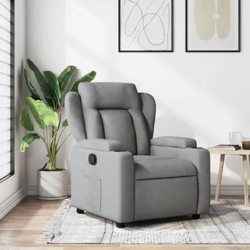 Sillón Reclinable de Tela Gris Claro