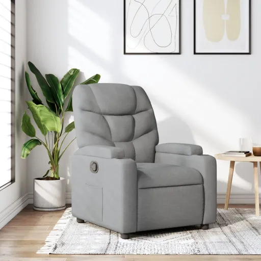 Sillón Reclinable de Tela Gris Claro