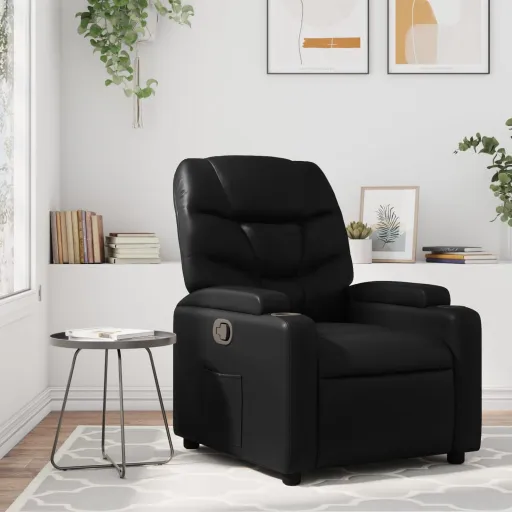 Sillón Reclinable de Piel Sintética Negra