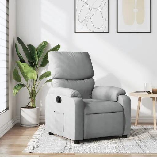 Sillón Reclinable de Tela Gris Claro