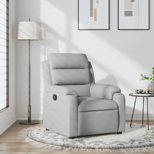 Sillón Reclinable de Tela Gris Claro