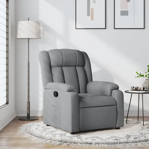 Sillón Reclinable de Tela Gris Claro