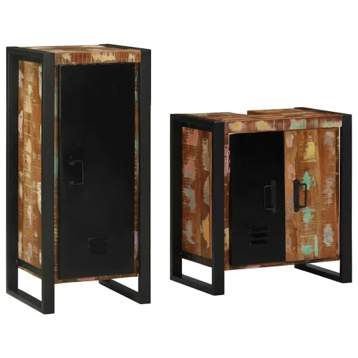Juego de Muebles de Baño   Madera Sólida Recuperada (2 pcs)