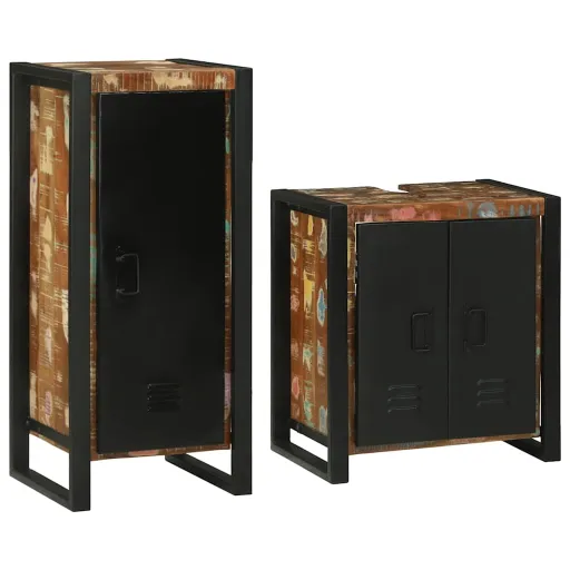 Juego de Muebles de Baño   Madera Reciclada Maciza (2 pcs)