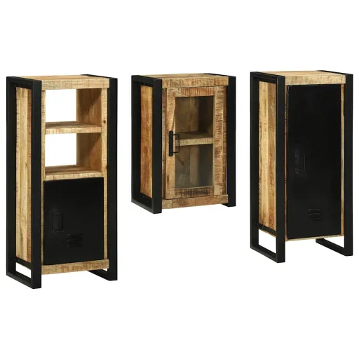 Juego de Muebles de Baño   Marrón Madera de Mango Maciza (3 pcs)