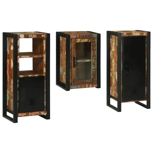 Juego de Muebles de Baño   Madera Reciclada Maciza (3 pcs)