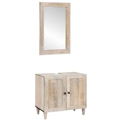 Juego de Muebles de Baño Con Estante   Madera de Ingeniería (2 pcs)