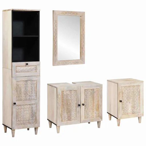 Juego de Muebles de Baño Con Cajón   Madera de Ingeniería (4 pcs)