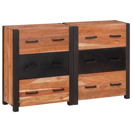 Aparador   Marrón 110 x 30 x 75 cm Madera de Acacia Sólida (3 pcs)