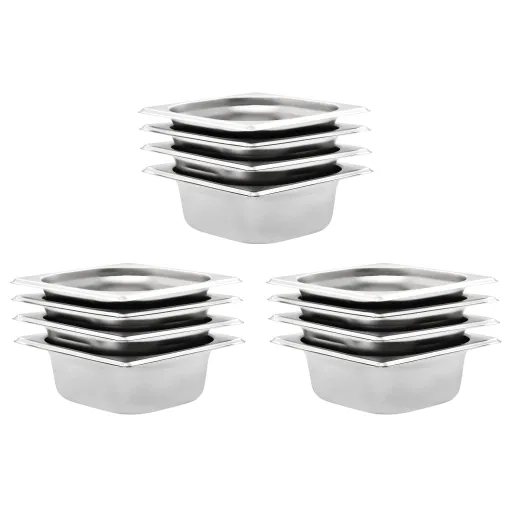 Bandejas Gastronorm 12 Unidades GN 1/6 65 mm Acero Inoxidable