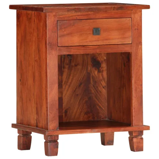 Mesita de Noche de Madera Maciza de Acacia 40x30x50 cm