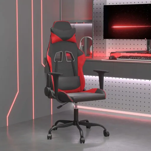 Silla Gaming Cuero Sintético Negro y Rojo