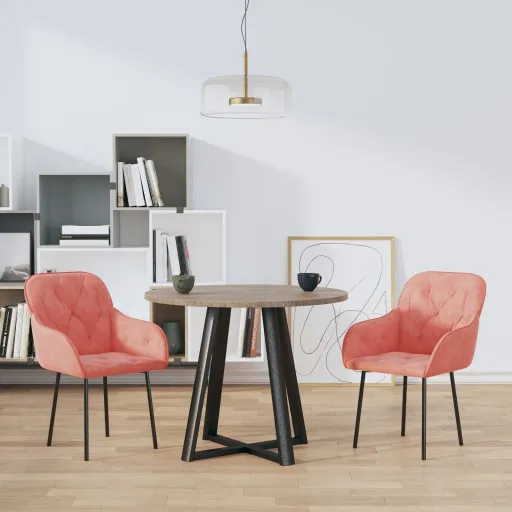 Sillas de Comedor 2 Unidades Terciopelo Rosa