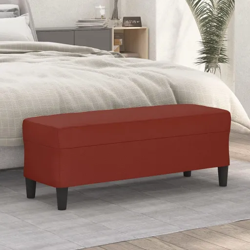 Banco de Cuero Sintético Rojo Vino Tinto 100x35x41 cm