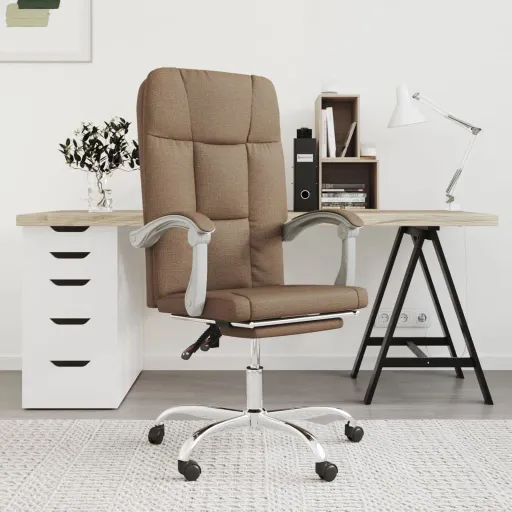 Silla de Oficina Reclinable de Tela Marrón