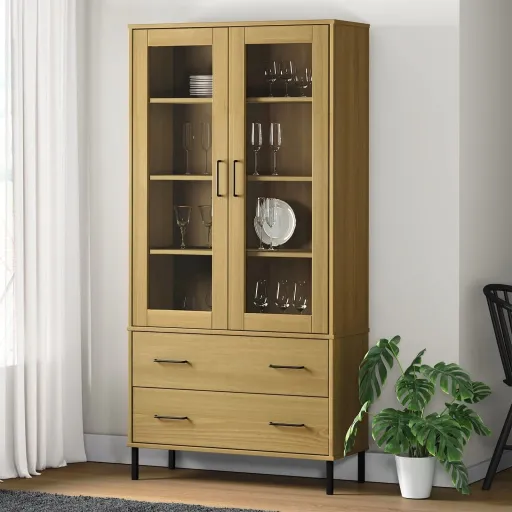 Librería Patas de Metal OSLO Madera Maciza Marrón 85x35x172,5cm