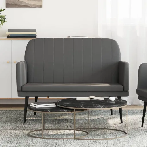Banco de Cuero Sintético Gris 107x80x81 cm