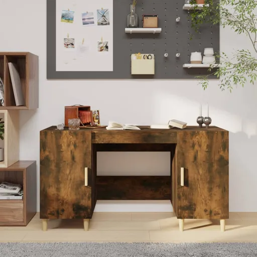 Escritorio Madera Contrachapada Roble Ahumado 140x50x75 cm