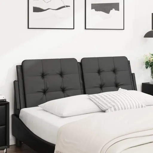 Cabecero de Cama Acolchado Zadar Cuero Sintético Negro 137 cm