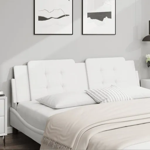 Cabecero de Cama Acolchado Zadar Cuero Sintético Blanco 183 cm
