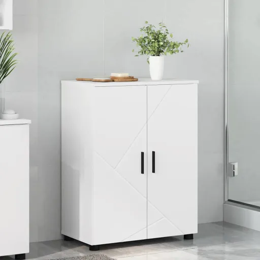 Gabinete de Baño 60 x 35 x 80 cm Madera Contrachapada & Metal
