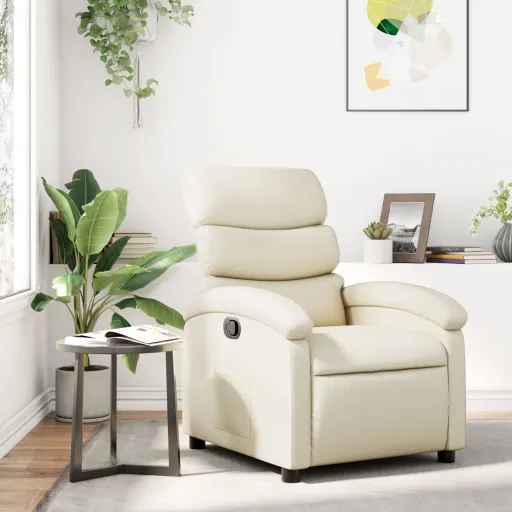 Sillón Reclinable de Piel Sintética Color Crema