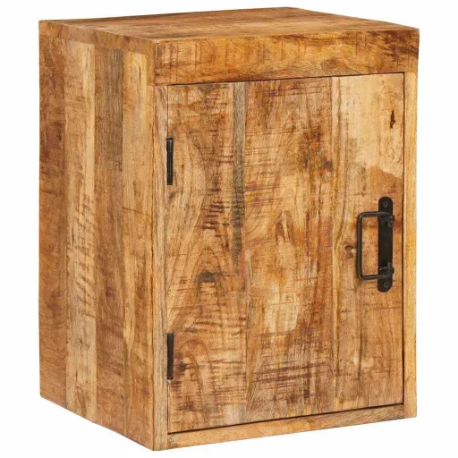 Mesita de Noche Marrón 35 x 33 x 48 cm Madera de Mango Maciza