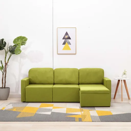 Sofá Cama Modular de 3 Plazas Tela Verde